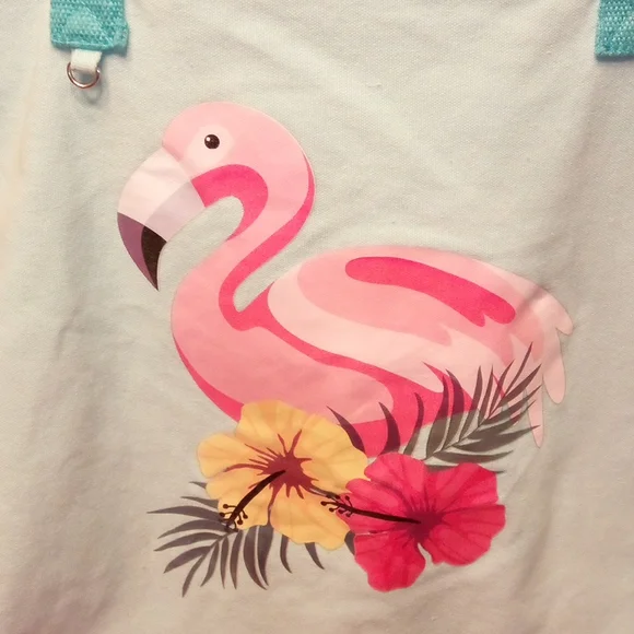 Flamingo Tote Bag with Flamingo Flip Flops - Picture 3 of 9